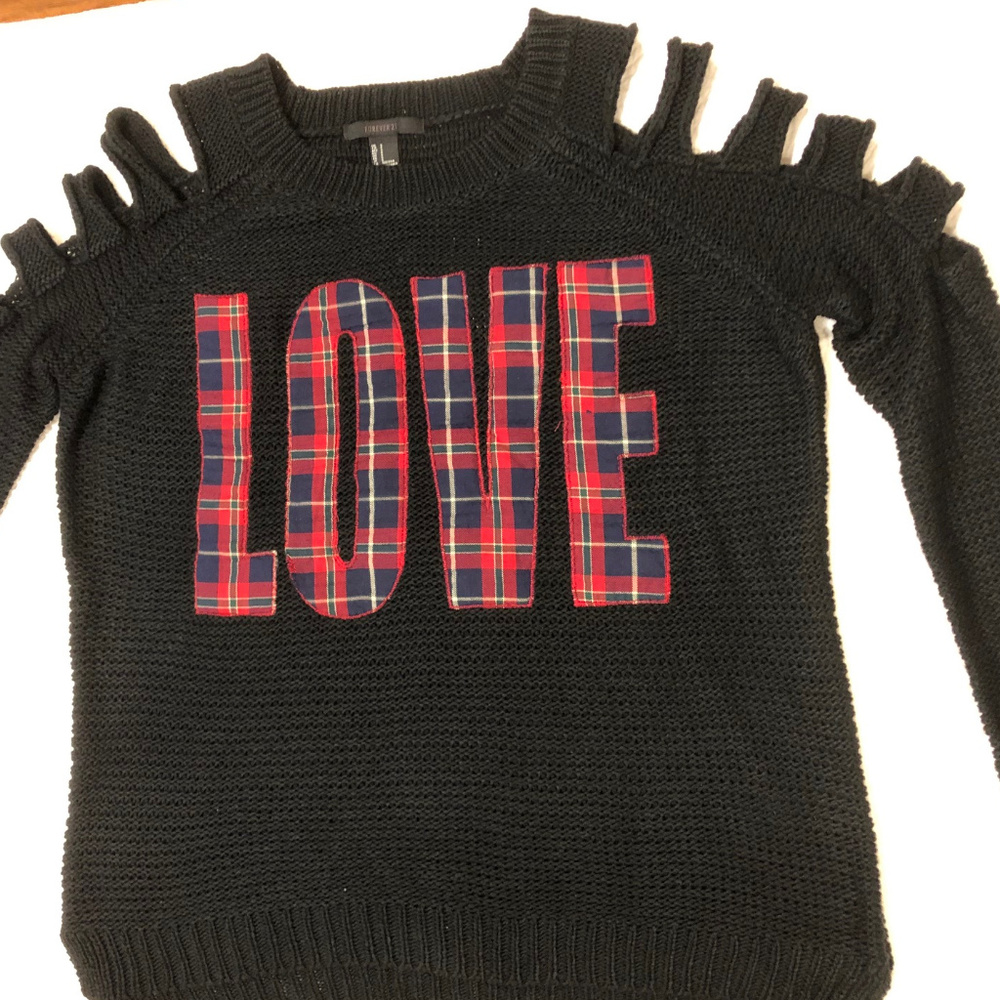 Forever 21 Black "LOVE"  Knit Sweater Size S New